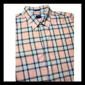 J Crew Button Down Long Sleeve Shirt Men’s Sz XL Pink Gray Madras Plaid Slim Fit